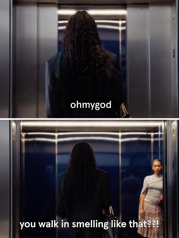 Glossier Meta ad creative — “Ohmygod, you walk in smelling like that??!” — “First Sniff”