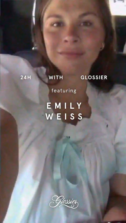 Glossier Meta ad creative — “24H with Glossier, featuring Emily Weiss” — founder day-in-the-life